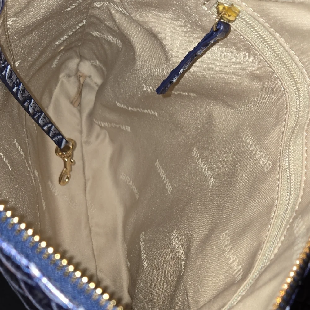 Brahmin Navy Embossed Shoulder Bag - Picture 6 of 10
